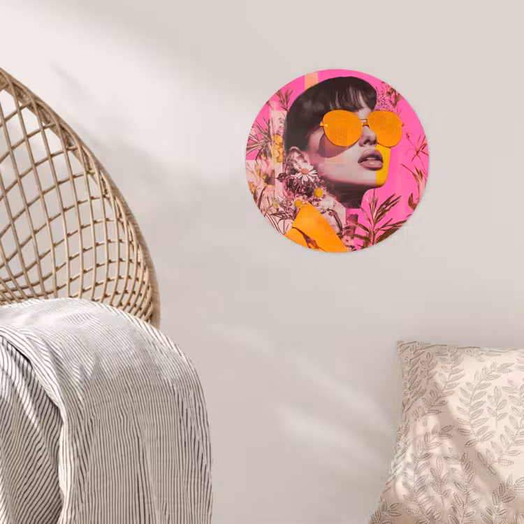 Zonnebril - Oranje - Vrouw - Planten Wandcirkel behangsticker klein -sfeer4