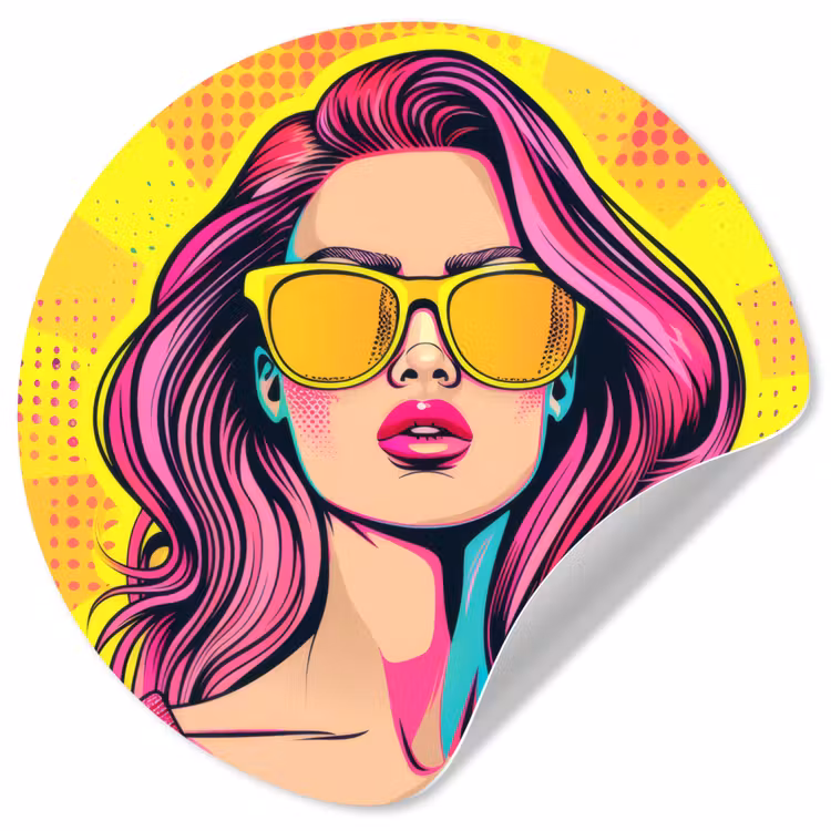 Zonnebril - Vrouw - Zonnig - Geel Wandcirkel behangsticker klein -3d