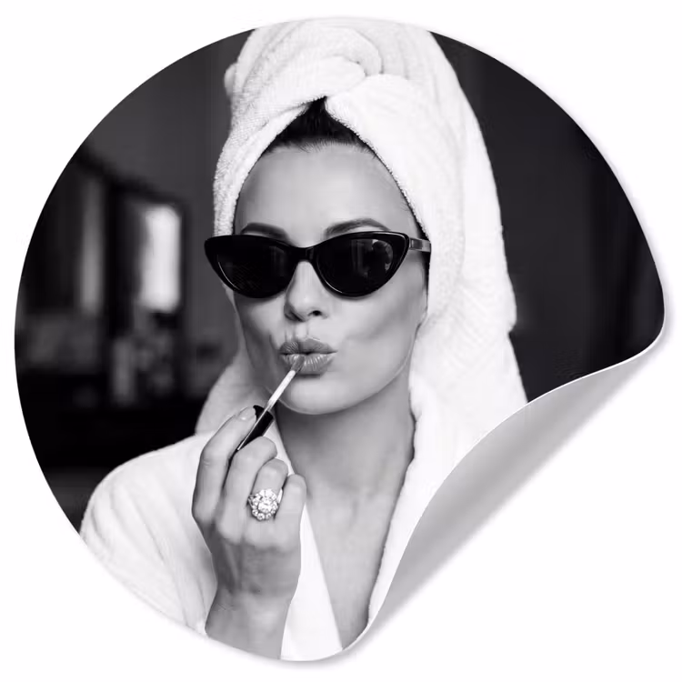 Zonnebril - Vrouw - Zwart - Wit Wandcirkel behangsticker klein -3d