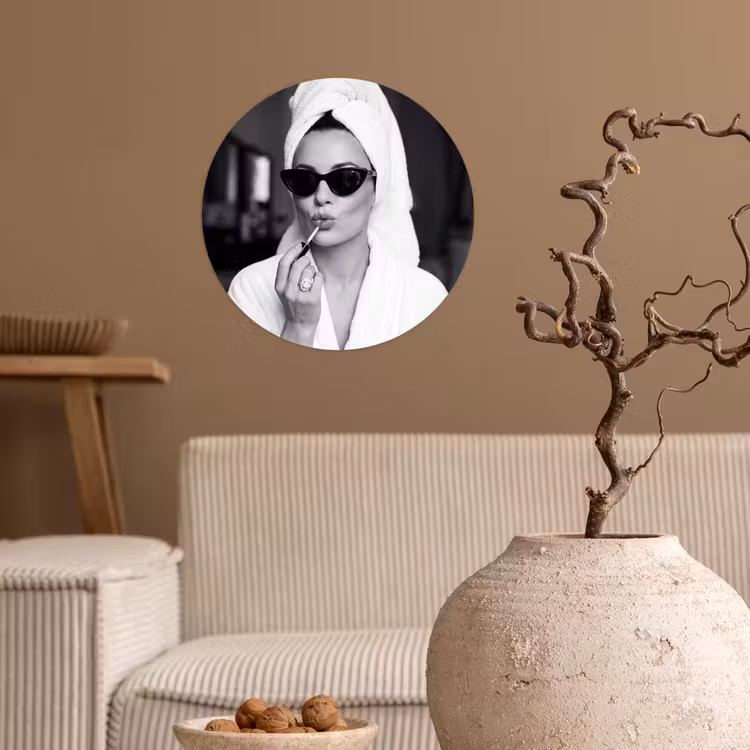 Zonnebril - Vrouw - Zwart - Wit Wandcirkel behangsticker klein -sfeer1