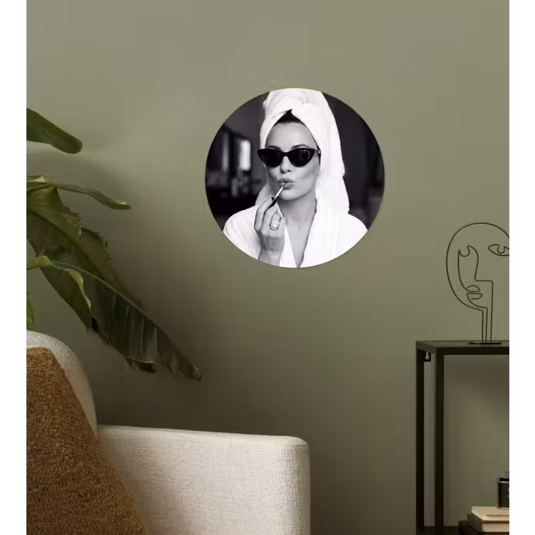 Zonnebril - Vrouw - Zwart - Wit Wandcirkel behangsticker klein -sfeer2