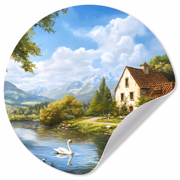 Zwaan - Bomen - Rust Wandcirkel behangsticker klein -3d