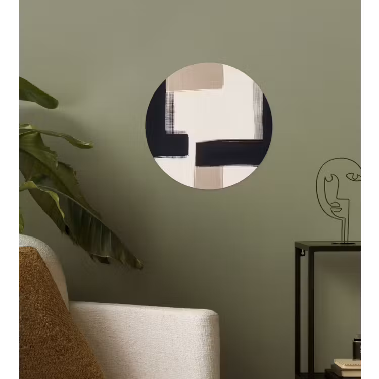 Zwart - Abstract - Japandi Wandcirkel behangsticker klein -sfeer2