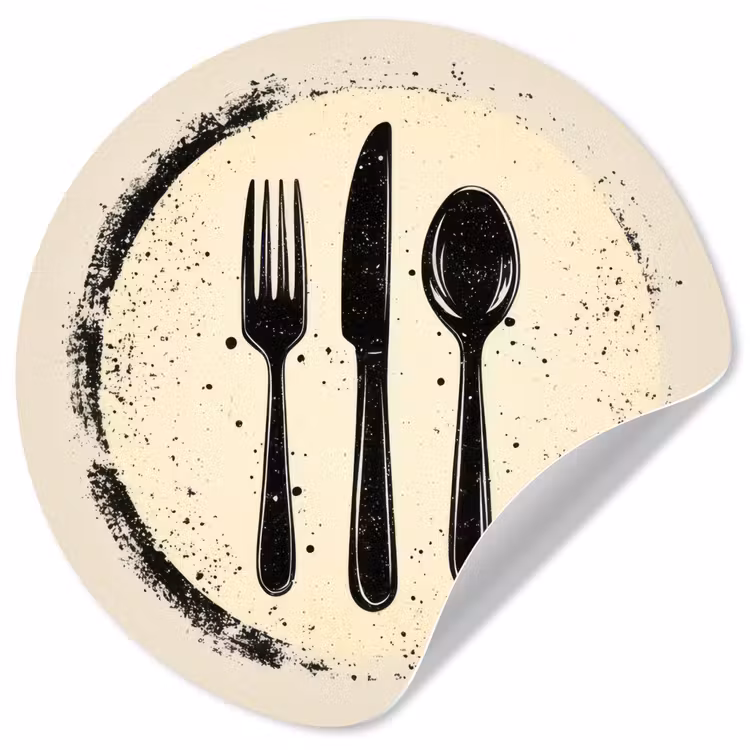 Zwart - Bestek - Rondje Wandcirkel behangsticker klein -3d