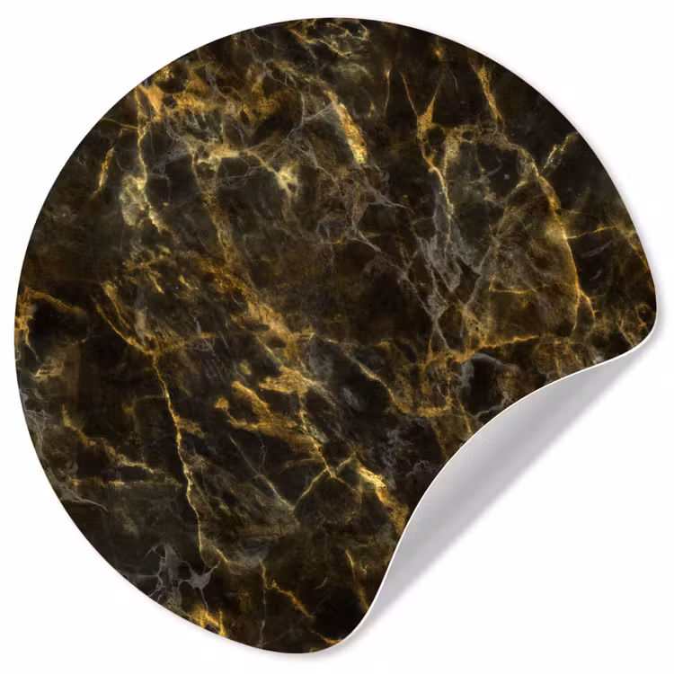 Zwart - Marmer - Goud Wandcirkel behangsticker klein 186 -3d