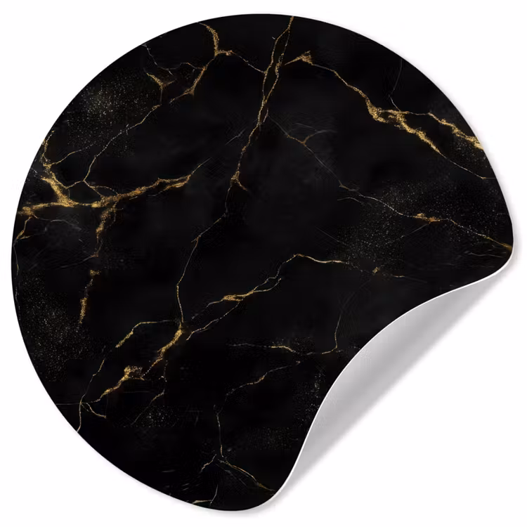 Zwart marmer - Gouden aders - Klassiek Wandcirkel behangsticker klein -3d