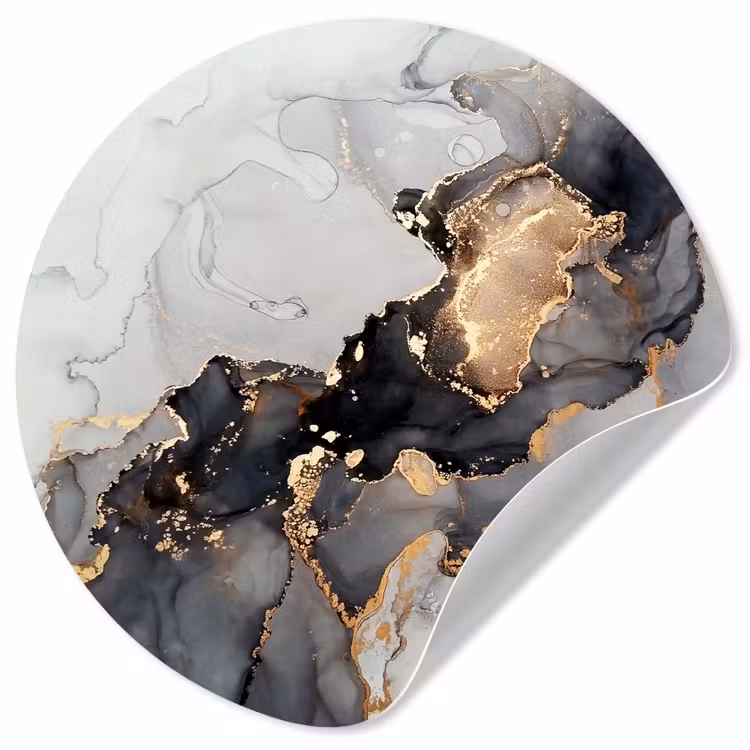Zwart - Marmer - Luxe - Goud Wandcirkel behangsticker klein -3d