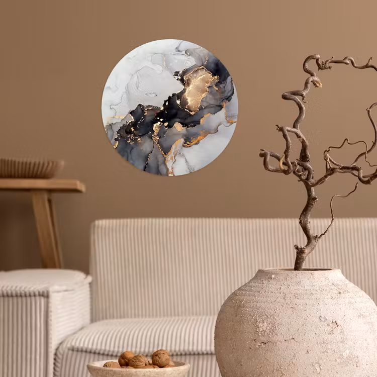 Zwart - Marmer - Luxe - Goud Wandcirkel behangsticker klein -sfeer1