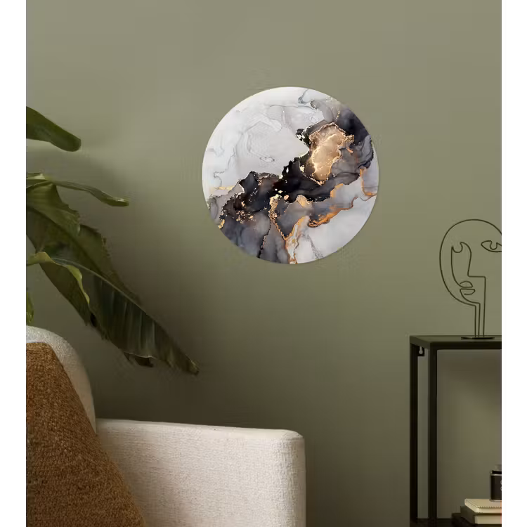 Zwart - Marmer - Luxe - Goud Wandcirkel behangsticker klein -sfeer2