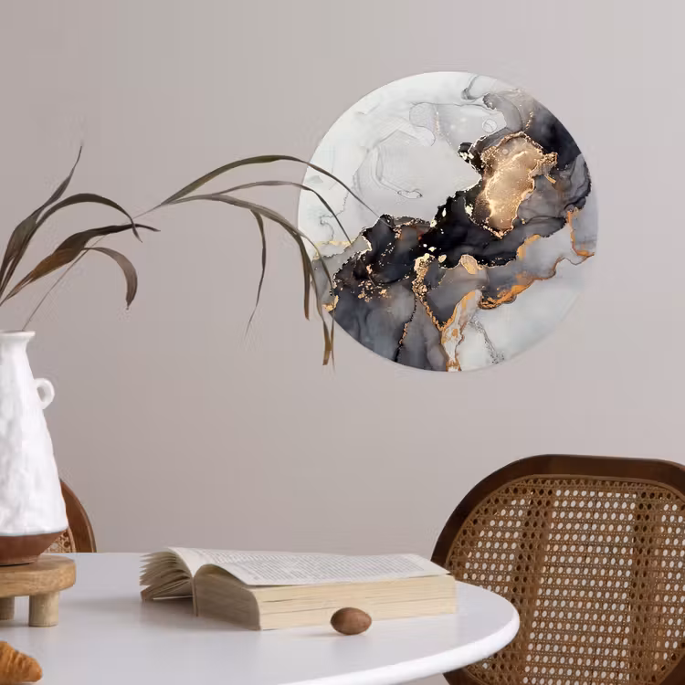 Zwart - Marmer - Luxe - Goud Wandcirkel behangsticker klein -sfeer3