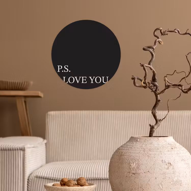 Zwart - Minimalistisch - Valentijn Wandcirkel behangsticker klein -sfeer1