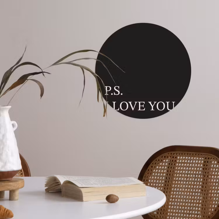 Zwart - Minimalistisch - Valentijn Wandcirkel behangsticker klein -sfeer3