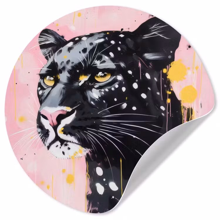 Zwart - Panter - Roze - Abstract Wandcirkel behangsticker klein -3d