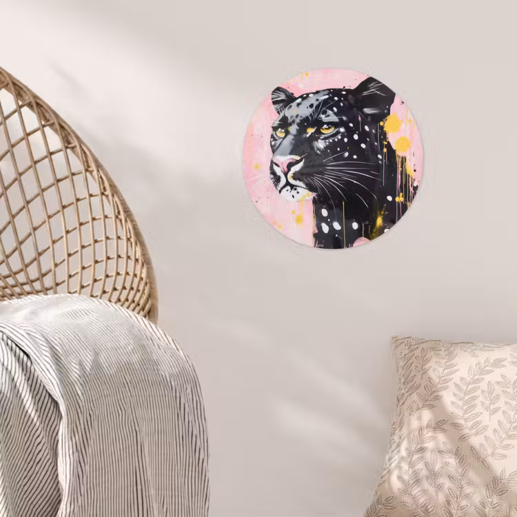 Zwart - Panter - Roze - Abstract Wandcirkel behangsticker klein -sfeer4