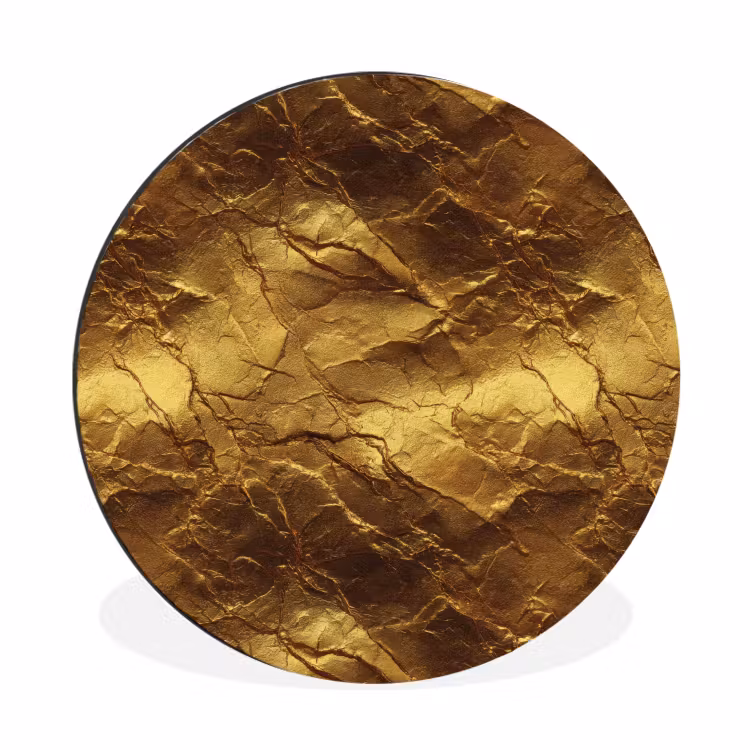 Bladgoud - Textuur - Goud Wandcirkel aluminium klein 190 -3d