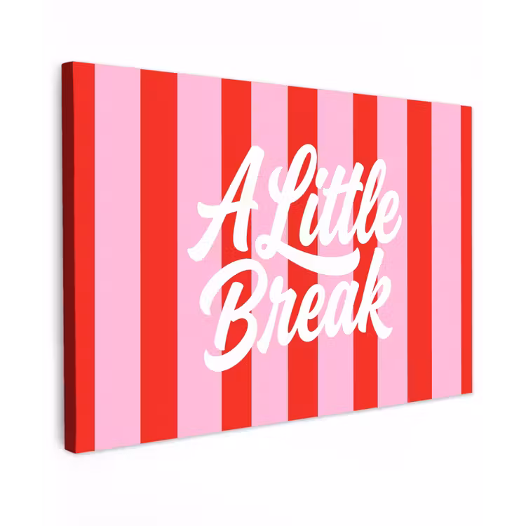 A Little Break - Strepen - Rood - Roze Tuinposter op houten frame 2 cm dik klein -3d