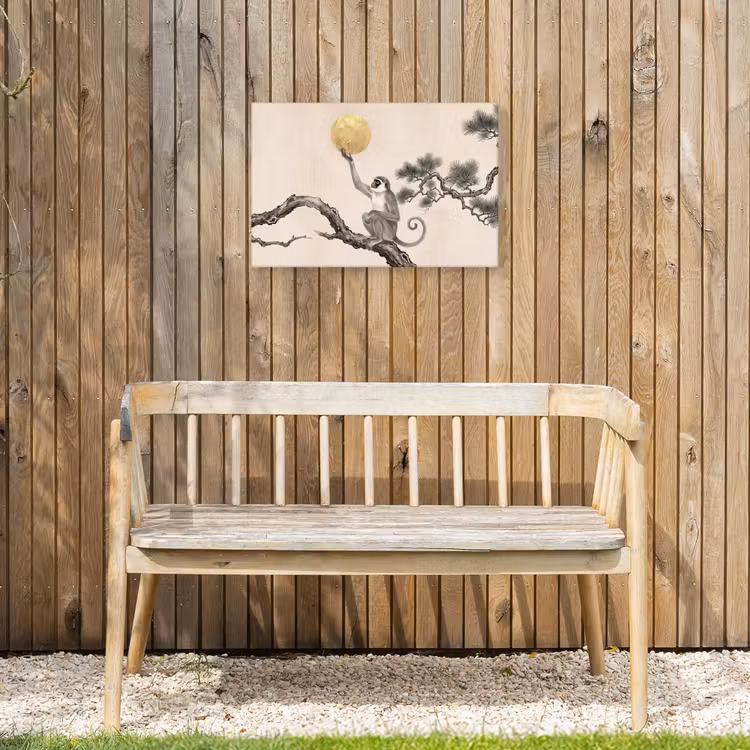 Aap - Maan - Goud Tuinposter op houten frame 2 cm dik klein -sfeer4