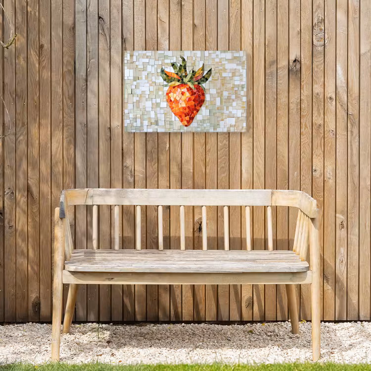 Aardbei - Rood - Mozaïek - Fruit Tuinposter op houten frame 2 cm dik klein -sfeer4