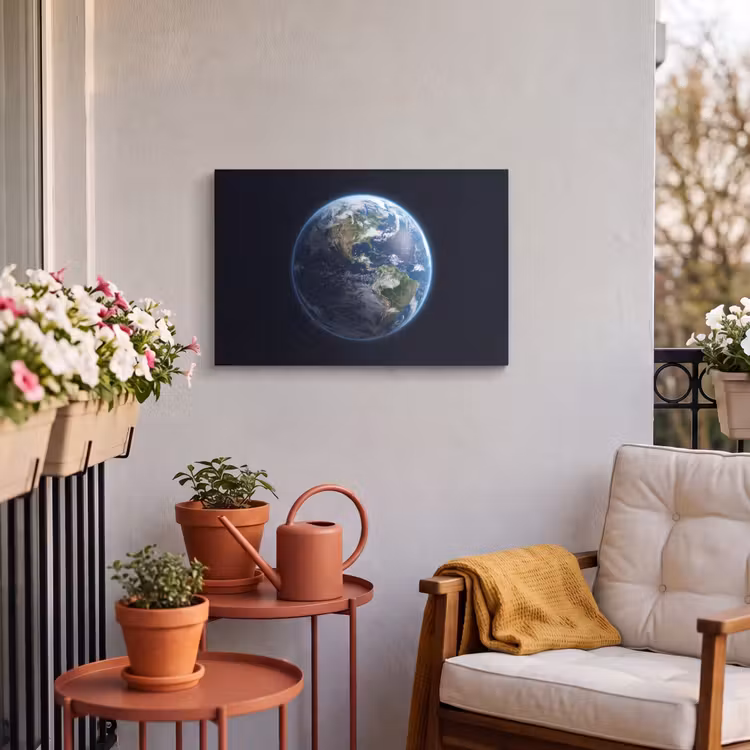 Buiten canvas - Aarde - Ruimte - Kosmos - Aarde - Ruimte - Kosmos Tuinposter op houten frame 2 cm dik klein