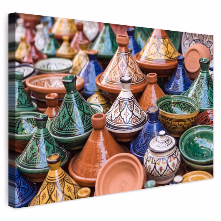 Buiten canvas - Aardewerk - Kleurrijk - Patroon - Aardewerk - Kleurrijk - Patroon Tuinposter op houten frame 2 cm dik klein