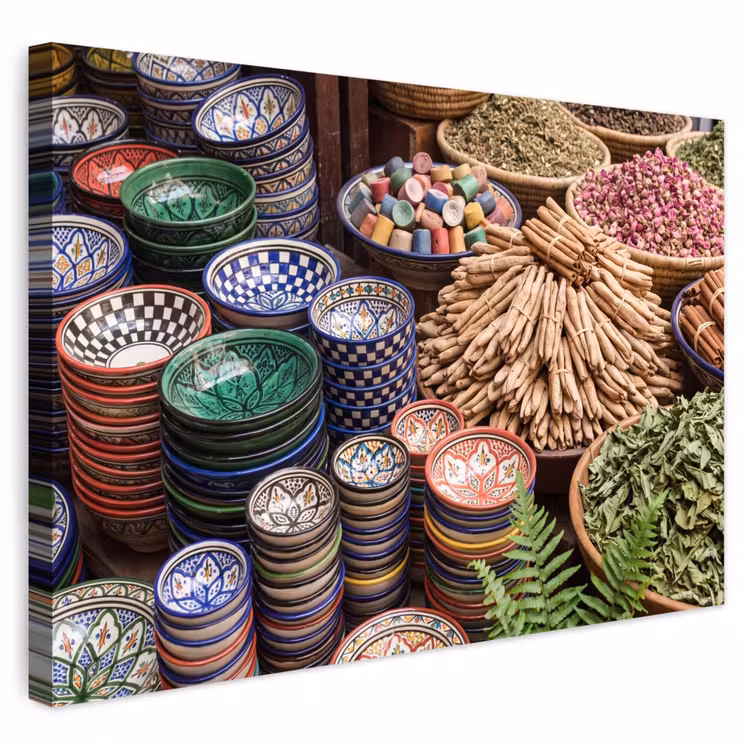 Buiten canvas - Aardewerk - Oosters - Kleurrijk - Aardewerk - Oosters - Kleurrijk Tuinposter op houten frame 2 cm dik klein