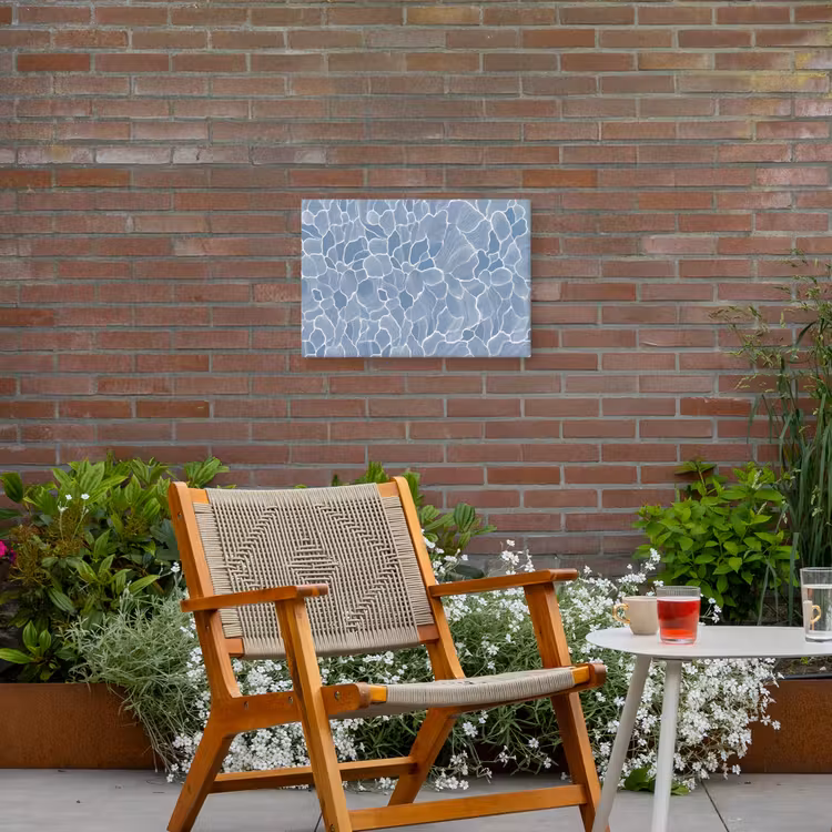 Abstract - Blauw - Bladeren Tuinposter op houten frame 2 cm dik klein -sfeer3