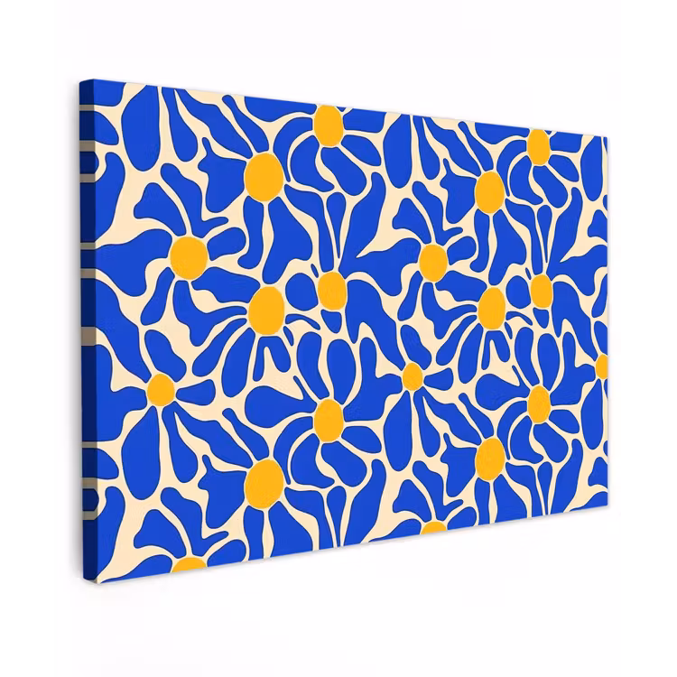 Abstract - Bloem - Blauw Tuinposter op houten frame 2 cm dik klein 845 -3d