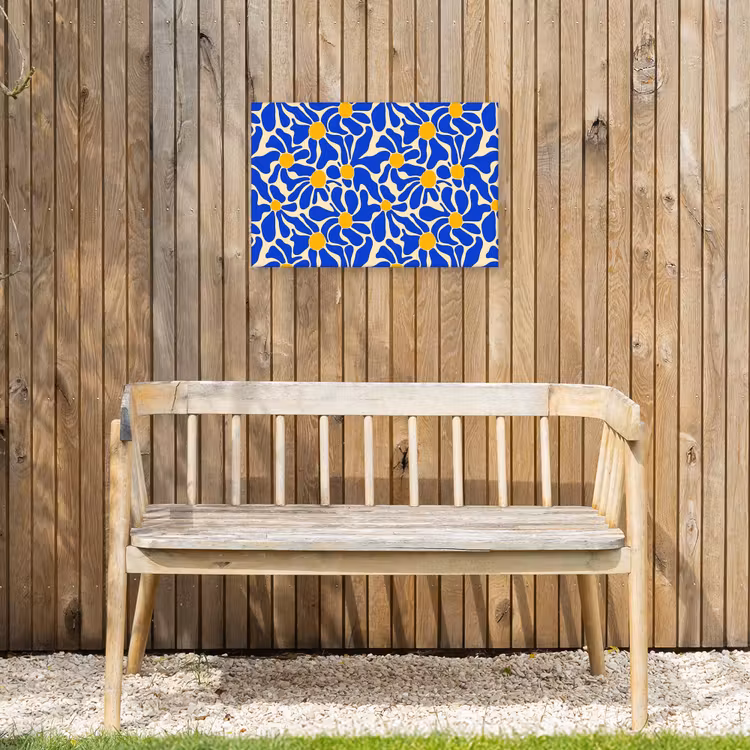 Abstract - Bloem - Blauw Tuinposter op houten frame 2 cm dik klein 845 -sfeer4