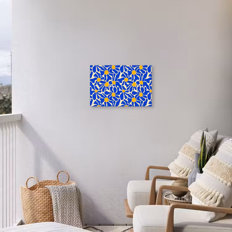 Abstract - Bloem - Blauw Tuinposter op houten frame 2 cm dik klein 845 -sfeer1