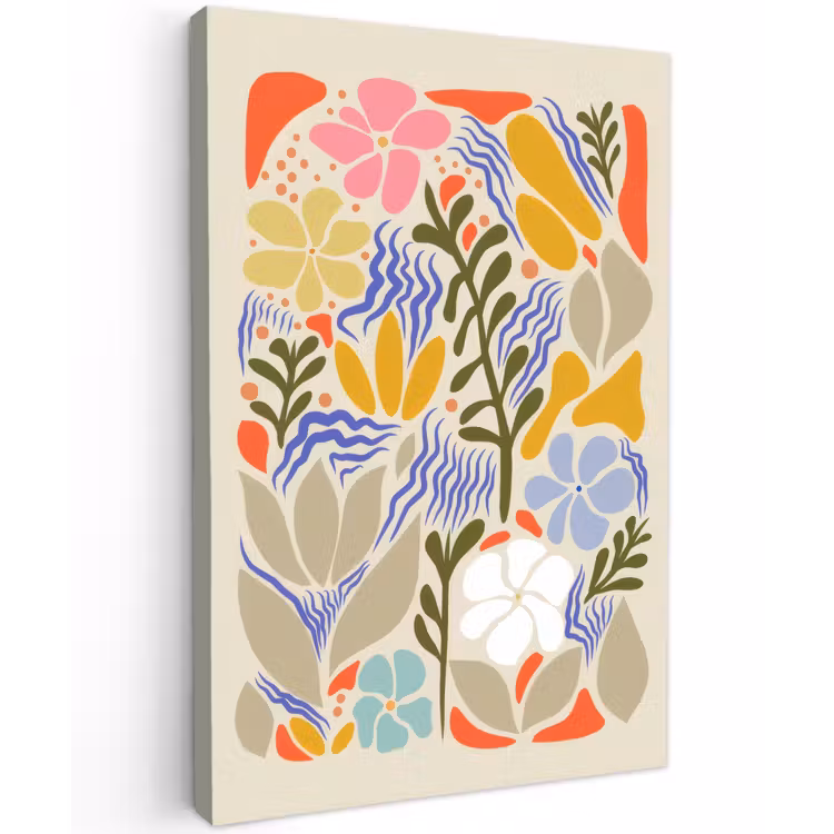 Abstract - Bloemen - Bladeren Tuinposter op houten frame 2 cm dik klein -3d