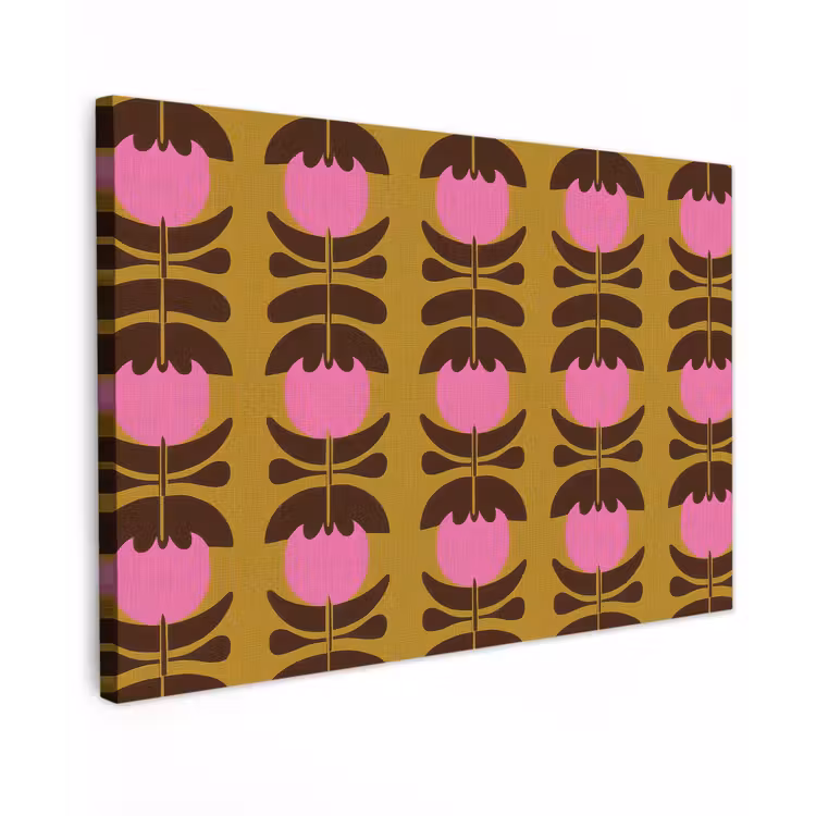 Abstract - Bloemen - Roze Tuinposter op houten frame 2 cm dik klein 845 -3d