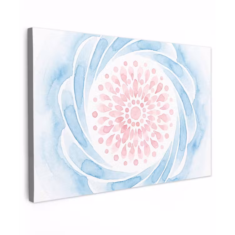 Abstract - Bloemvorm - Aquarel - Roze - Blauw Tuinposter op houten frame 2 cm dik klein -3d