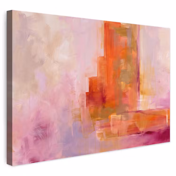 Abstract - Borstelstreken - Kunst - Paars - Goud Tuinposter op houten frame 2 cm dik klein -3d