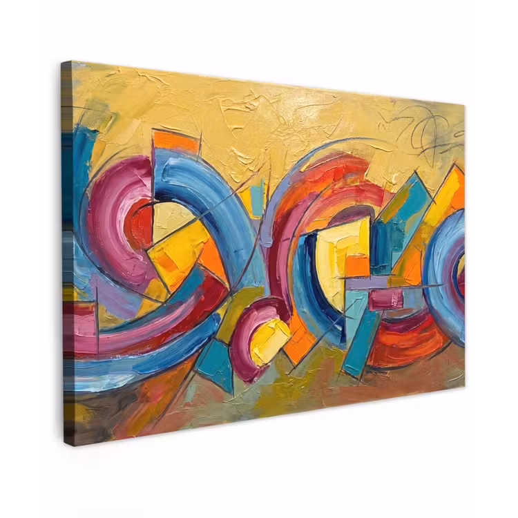 Abstract - Cirkels - Schilderij - Kleurrijk - Dynamisch Tuinposter op houten frame 2 cm dik klein -3d