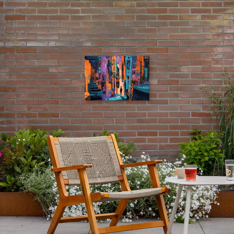 Abstract - Figuren - Kleurrijk Tuinposter op houten frame 2 cm dik klein -sfeer3