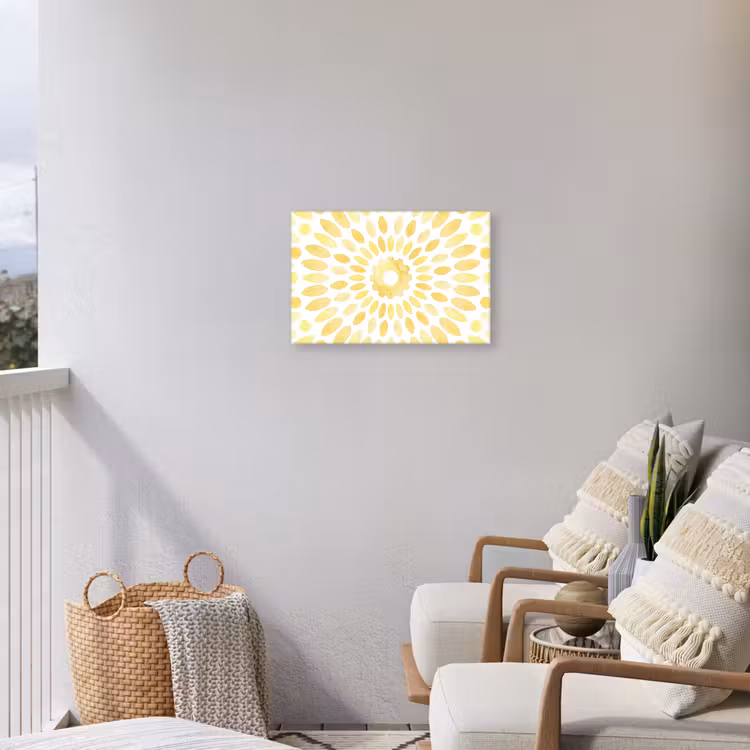 Abstract - Geometrisch - Stralend - Geel Tuinposter op houten frame 2 cm dik klein -sfeer1