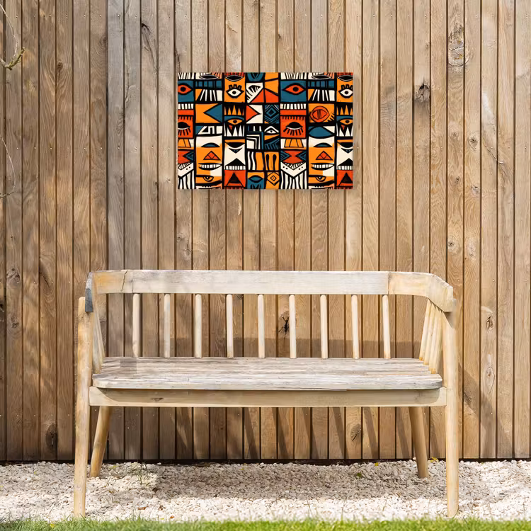 Abstract - Gezichten - Mozaïek Tuinposter op houten frame 2 cm dik klein -sfeer4