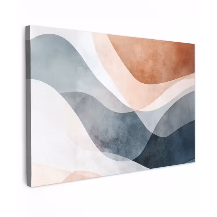 Abstract - Golven - Blauw Tuinposter op houten frame 2 cm dik klein -3d