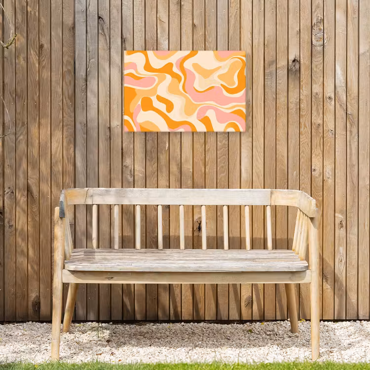 Abstract - Golvend - Oranje Tuinposter op houten frame 2 cm dik klein -sfeer4