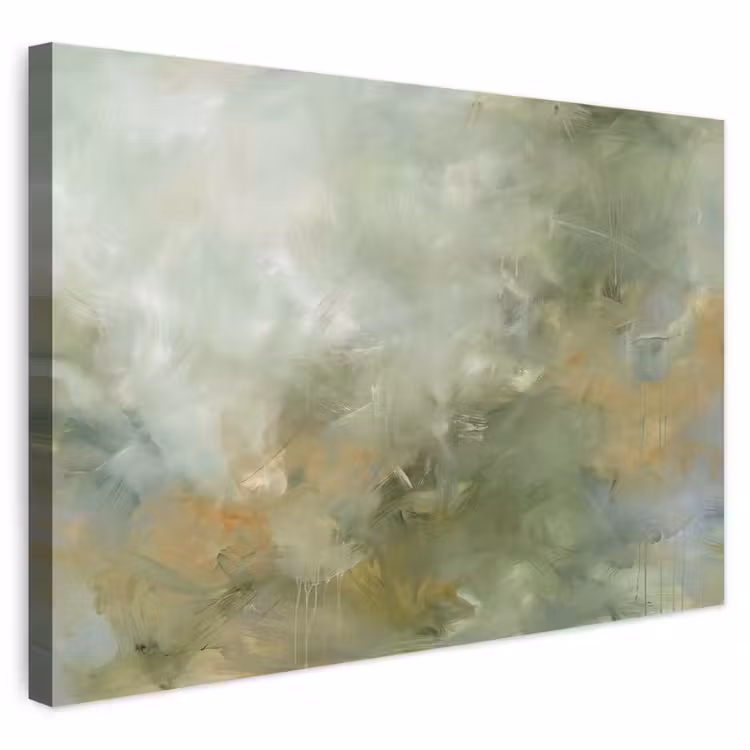 Abstract - Groen - Beige - Modern - Kunst Tuinposter op houten frame 2 cm dik klein -3d