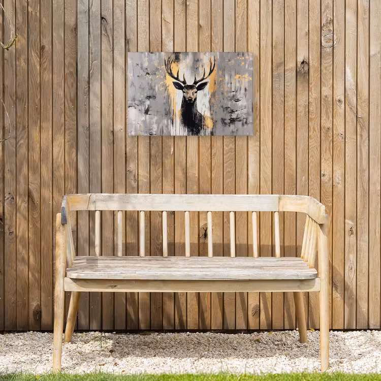 Abstract - Hert - Gewei - Goud Tuinposter op houten frame 2 cm dik klein -sfeer4