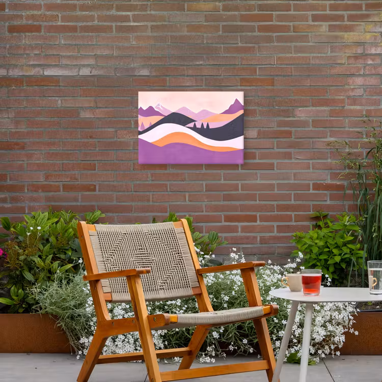 Abstract - Heuvels - Bomen - Groen Tuinposter op houten frame 2 cm dik klein -sfeer3