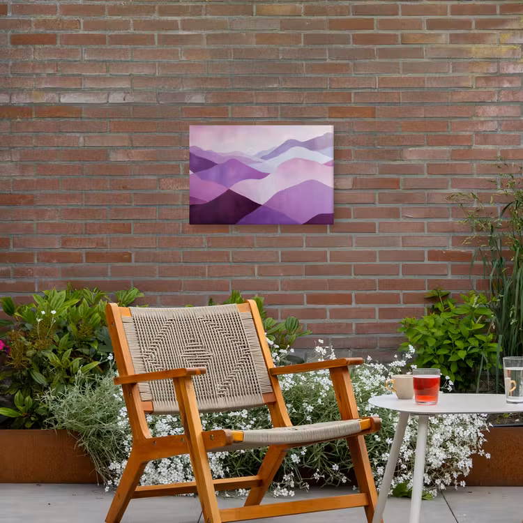 Abstract - Heuvels - Landschap - Paars Tuinposter op houten frame 2 cm dik klein -sfeer3
