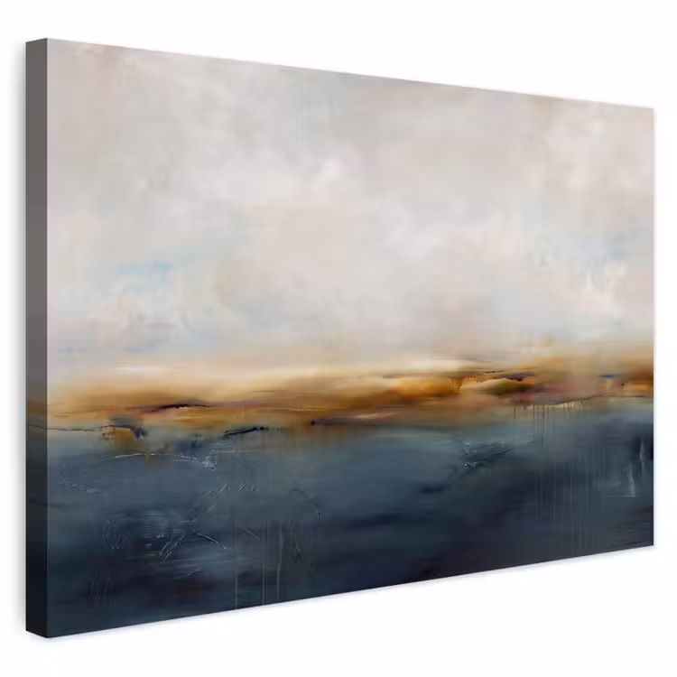Abstract - Horizon - Water - Modern - Beige Tuinposter op houten frame 2 cm dik klein -3d