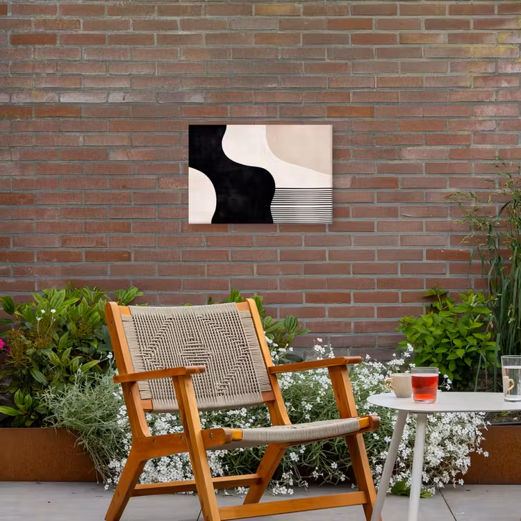 Abstract - Japandi - Beige - Modern Tuinposter op houten frame 2 cm dik klein -sfeer3