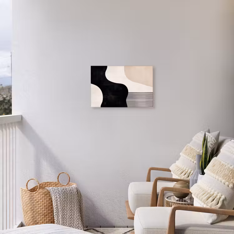 Abstract - Japandi - Beige - Modern Tuinposter op houten frame 2 cm dik klein -sfeer1