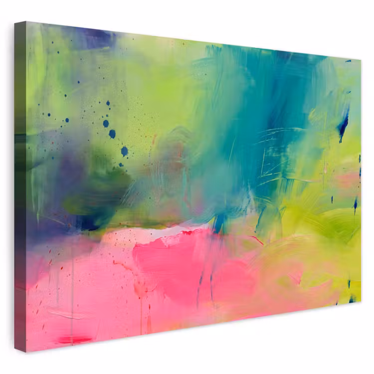 Abstract - Kleuren - Modern - Groen - Roze Tuinposter op houten frame 2 cm dik klein -3d