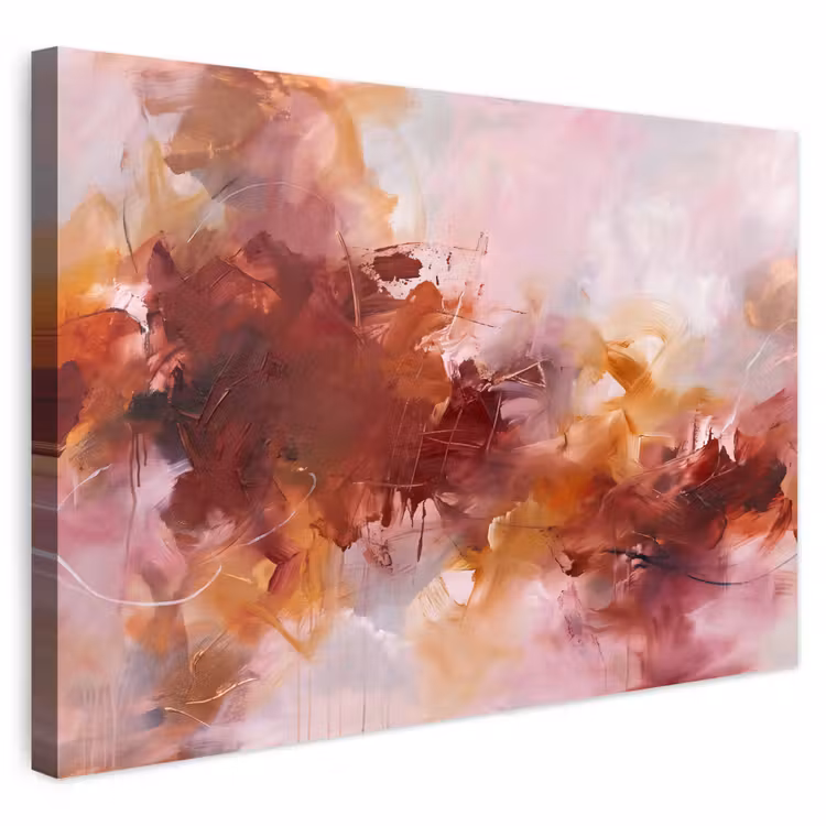 Abstract - Kleurrijk - Kunst - Modern - Roze-Rood Tuinposter op houten frame 2 cm dik klein -3d