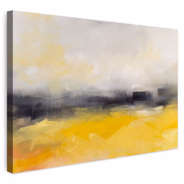 Abstract - Landschap - Modern - Geel Tuinposter op houten frame 2 cm dik klein -3d