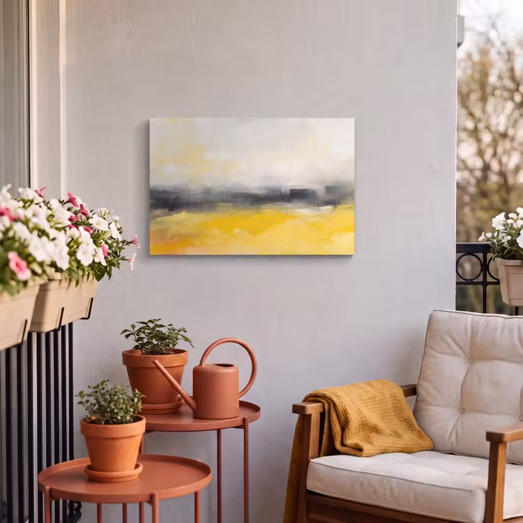 Abstract - Landschap - Modern - Geel Tuinposter op houten frame 2 cm dik klein -sfeer1